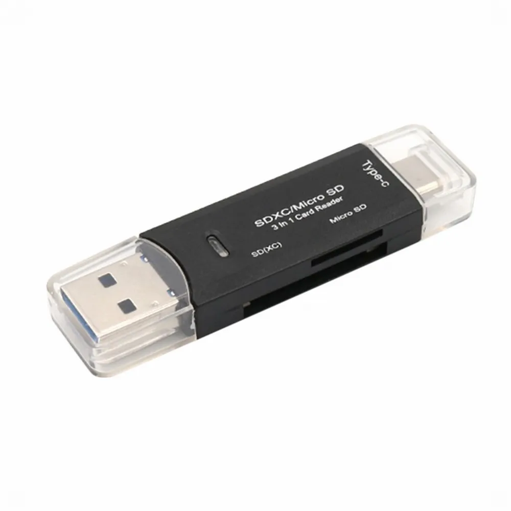 Type-C Micro USB 3в1 Многофункциональный кард-ридер Android мобильный телефон компьютер Тип C к SD TF кард-ридер
