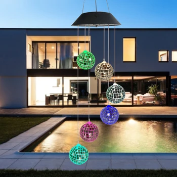 

Practical Mosaic LED Solar Wind Chimes Light Waterproof Outdoor Garden Yard Christmas Indoor Party Hang Windbell Lamp