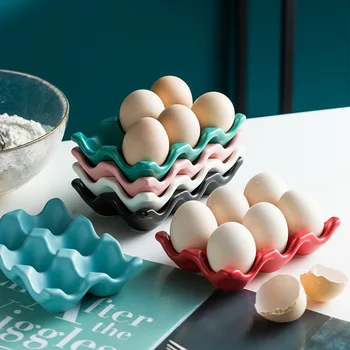 

6 Grids Creative Kitchen Refrigerator Egg Trays Egg Racks Household Ceramic Egg Holder Container