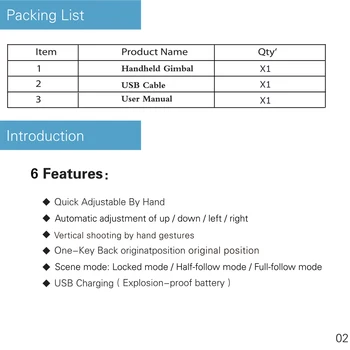 

H2 3 Axis Vlog Live Outdoor Photography USB Charging Selfie Adjustable Direction Smartphone Stabilizer Support Handheld Gimbal