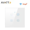 Умный домашний выключатель AVATTO Tuya, Wi-Fi, работает без нейтрального провода, 1/2/3/4 банды, ЕС, умный светильник, работает с Alexa, Google Home ► Фото 1/6