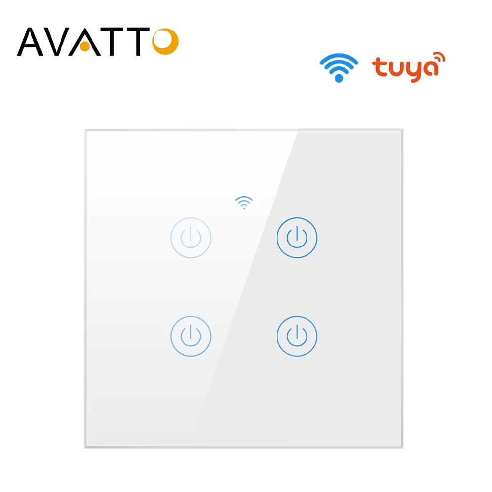 Умный домашний выключатель AVATTO Tuya Wi-Fi работает без нейтрального провода 1/2/3/4