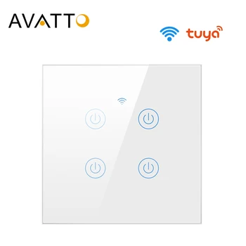 AVATTO-Tuya 와이파이 스마트 홈 스위치, 중립 와이어 없이 작동, 1/2/3/4 Gang EU 스마트 조명 스위치 Alexa, Google 홈과 함께 작동
