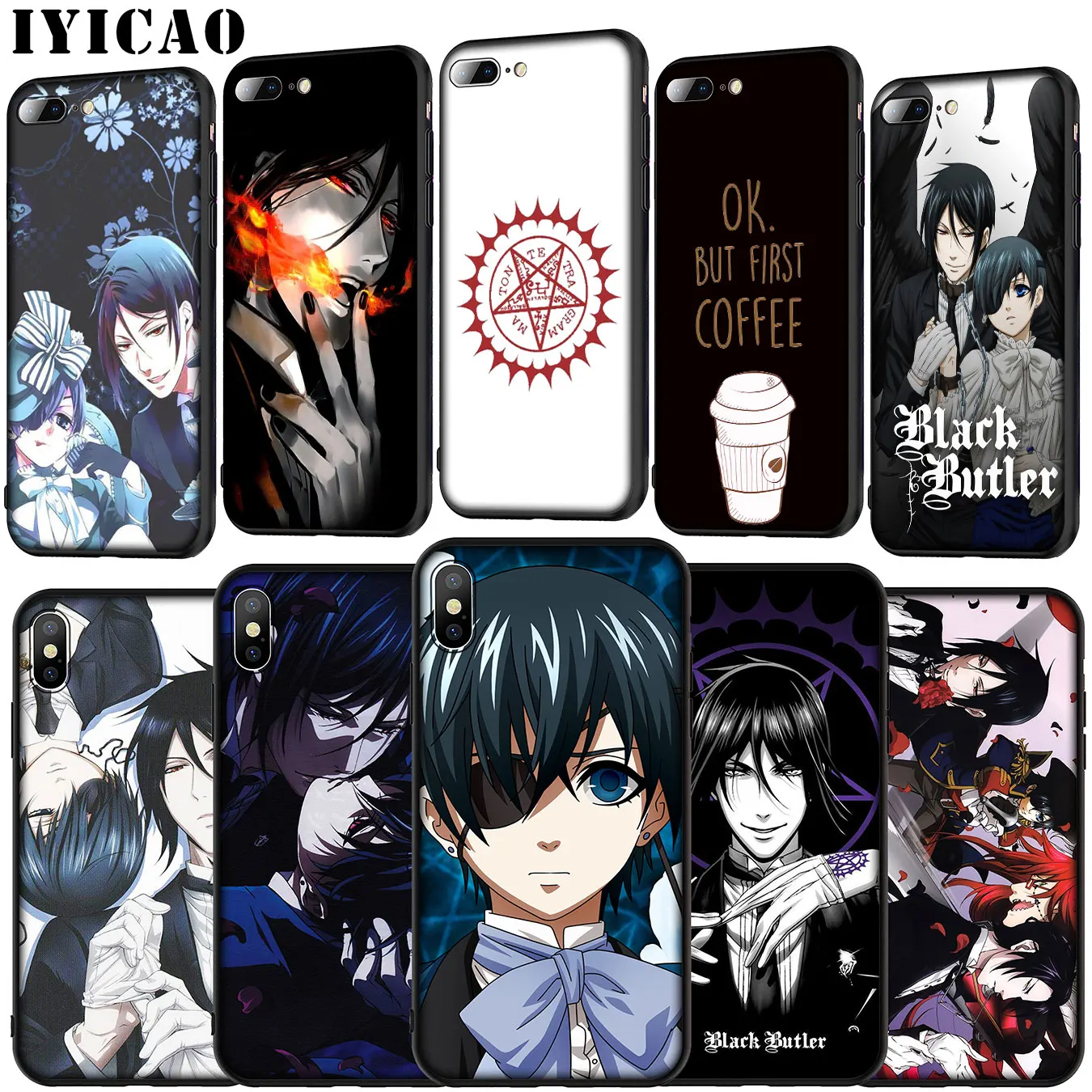 Мягкий силиконовый чехол Butler Kuroshitsuji для iPhone 11 Pro XR X XS Max 6 6S 7 8 Plus 5 5S SE |