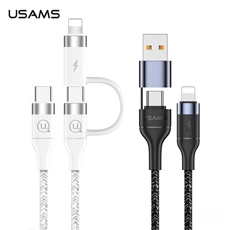 USAMS 2 в 1 usb кабель PD для iPhone xs max xr 8 7 6 plus 11 ipad pro macbook быстрое зарядное устройство для usb c к Lightning зарядный кабель