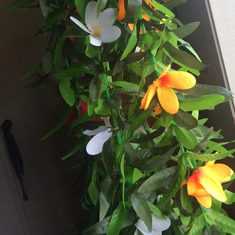 

Luau Leis 3 Pcs Artificial Flowers Tropical Hawaiian Lei Leaf Necklaces for Hula Costume and Beach Party