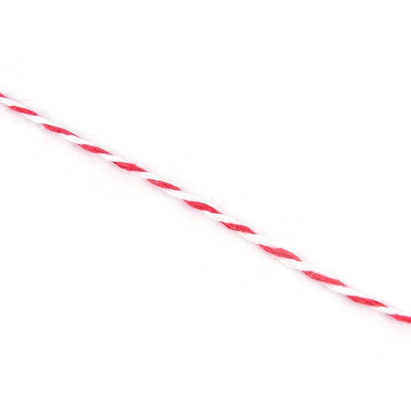 100m/Roll (Red+White) Cotton Bakers Twine String Cord Cotton Rope Cord Bottle Gift Box Decor Craft Diameter 2mm