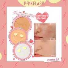 

PINKFLASH Full Coverage Face Pressed Powder Long-lasting Oil Control Natural Setting Finish Powder Makeup Foundation Concealer