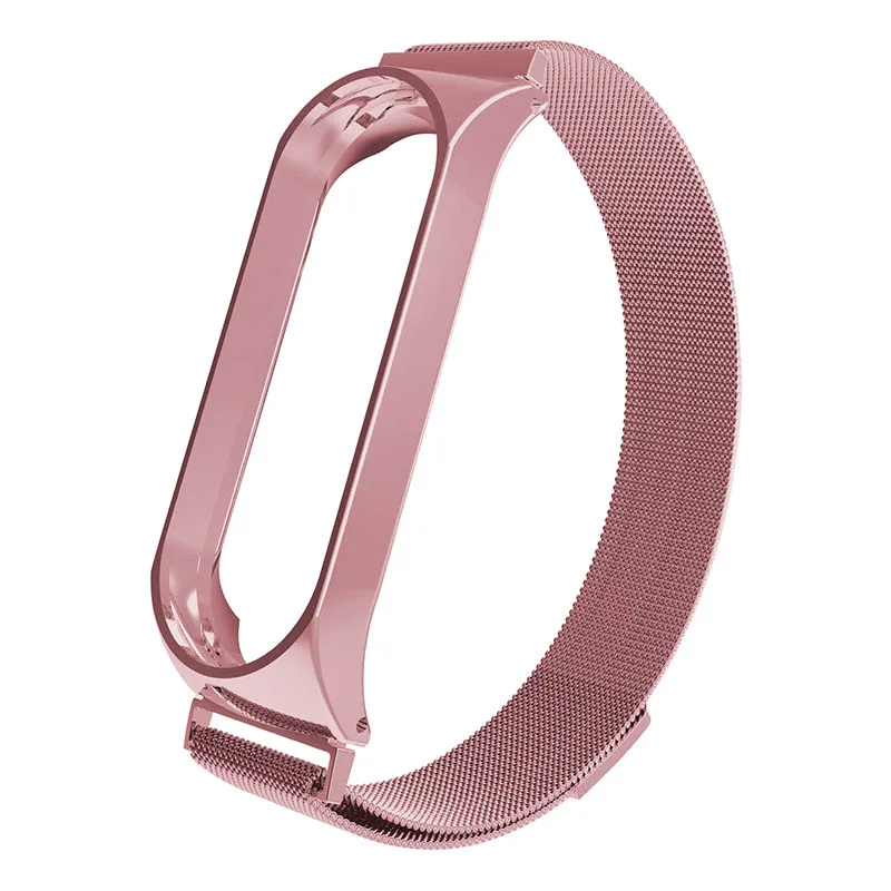 Браслет для mi Band 3 4, магнитный металлический браслет из нержавеющей стали для Xiaomi mi Band 4 3, браслет для mi band 4 3, браслеты Pulseira - Цвет: Rose pink