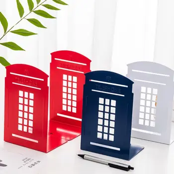 

Telephone Booth Bookends Book Stand Support Desktop Office Magazine Organizer Non Slip Rack Shelf Holder 1 Pair