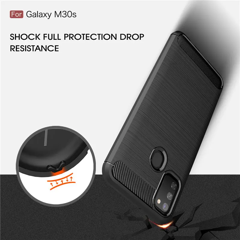 For Samsung M30S M30 M20 M10 Carbon Fiber Case Protection Soft Silicone TPU Case For Galaxy A9 A8 A7 A6 Bumper Matte Cover