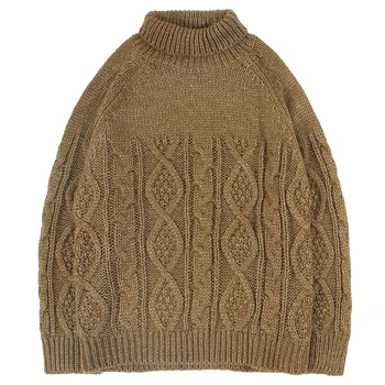 

Men's Turtleneck Sweater Chunky Knitted Jumpers Warmth Pullover Casual Tops Classics for Young Boys Leisure Outdoor Solid Color