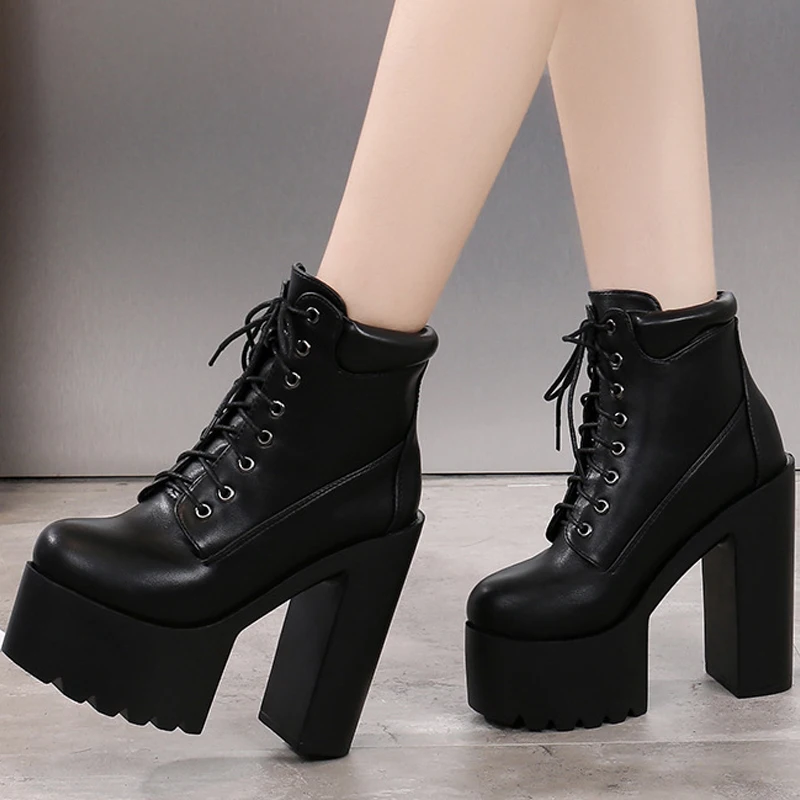 Women winter Martin Boots Women lace up Ankle shoes women super high 14CM platform wedges fashion keep warm shoes B22-45 Women winter Martin Boots Women lace up Ankle shoes women super high 14CM platform wedges fashion keep warm shoes B22-45