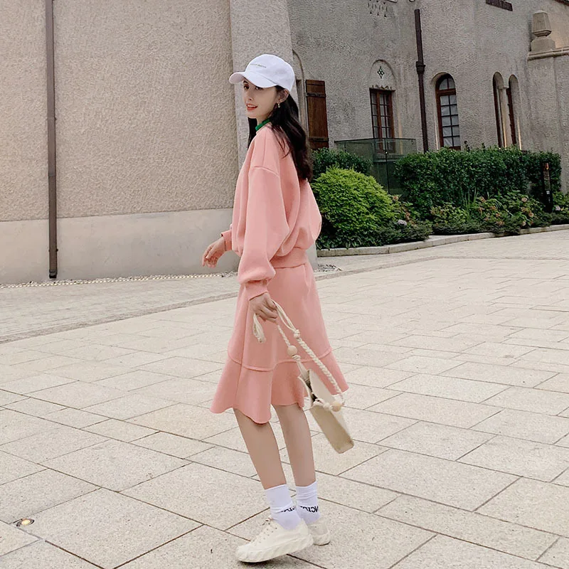 

Photo Shoot Hoodie WOMEN'S Suit Western Style Two-Piece 2019 Early Autumn Set Fashion College Style INS Loose-Fit BF Laziness-St