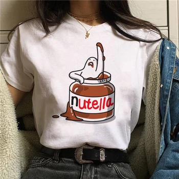 

Harajuku TShirt Funny Tops Tee Summer Femme Ladies Shirts New Summer Women T Shirt Nutella Tshirt Cartoon Print T-shirt