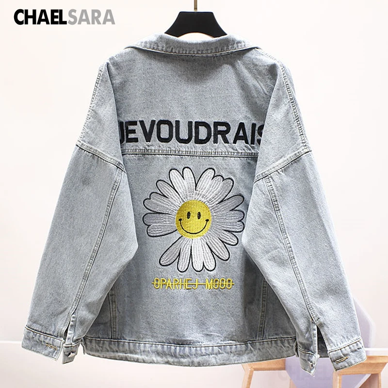 

Spring Autumn Jeans Jacket Women 2020 New Harajuku Embroidery Lady Casual Loose Denim Jacket