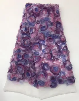 

Modern design newest 3d rose flower French net lace fabric African sequins lace embroidery tulle lace fabric for party dress