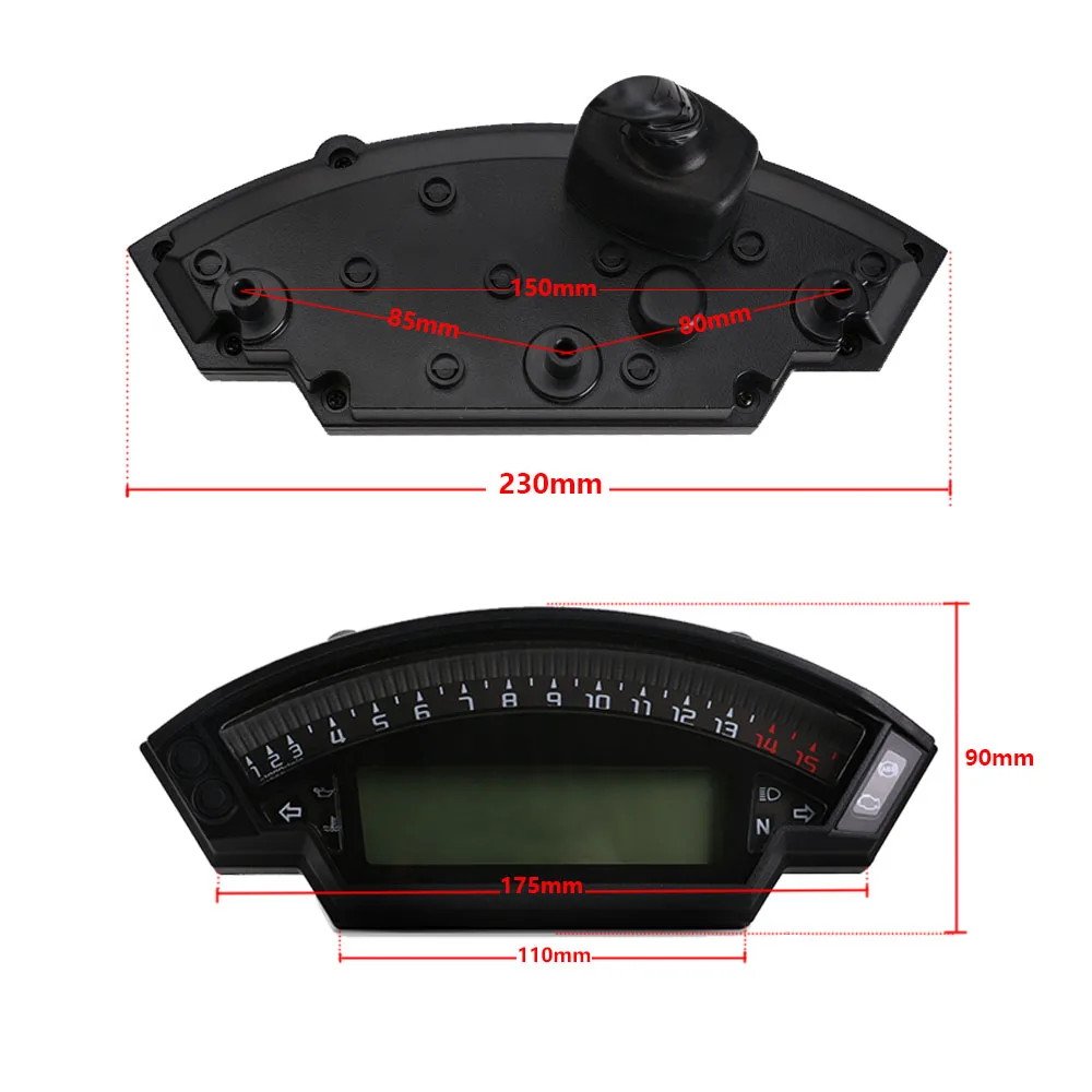 Imperméable LCD numérique kmh 14000 tr/min Moto compteur de vitesse Odomètre Tachymètre 