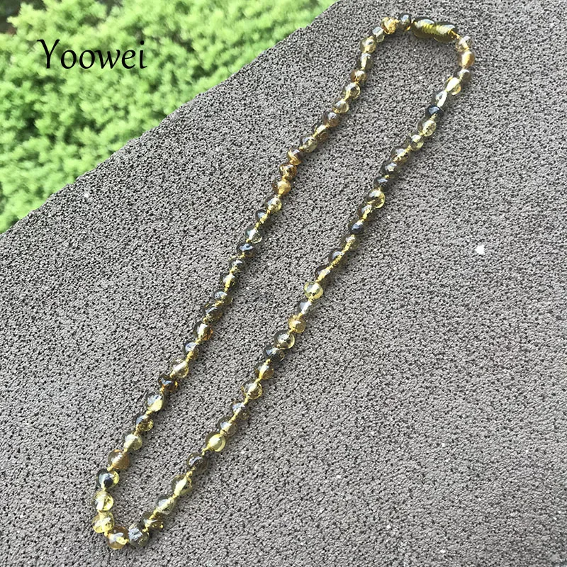 Yoowei 2020 New Baby Amber Teething Necklace High Quality Gift for Birthday Unique Adult Infant Green Amber Jewelry Wholesale