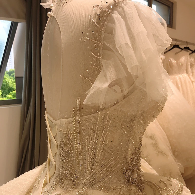 SL-8095 Customized wedding dress 2020 gold long gothic luxury princesa  mulheres corset beaded sequin church celebrity pretty - AliExpress 320