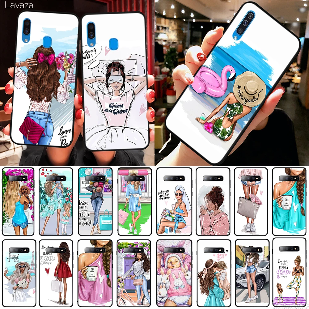 Black Brown Hair Baby Mom Girl Queen TPU Phone Cover for Samsung Galaxy Note 10 Plus A10s A20s A30s A40s A50s Soft Case | Мобильные