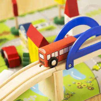 

Kuulee Children Wooden Train Track Overpass Track Toy Disassembly Toy
