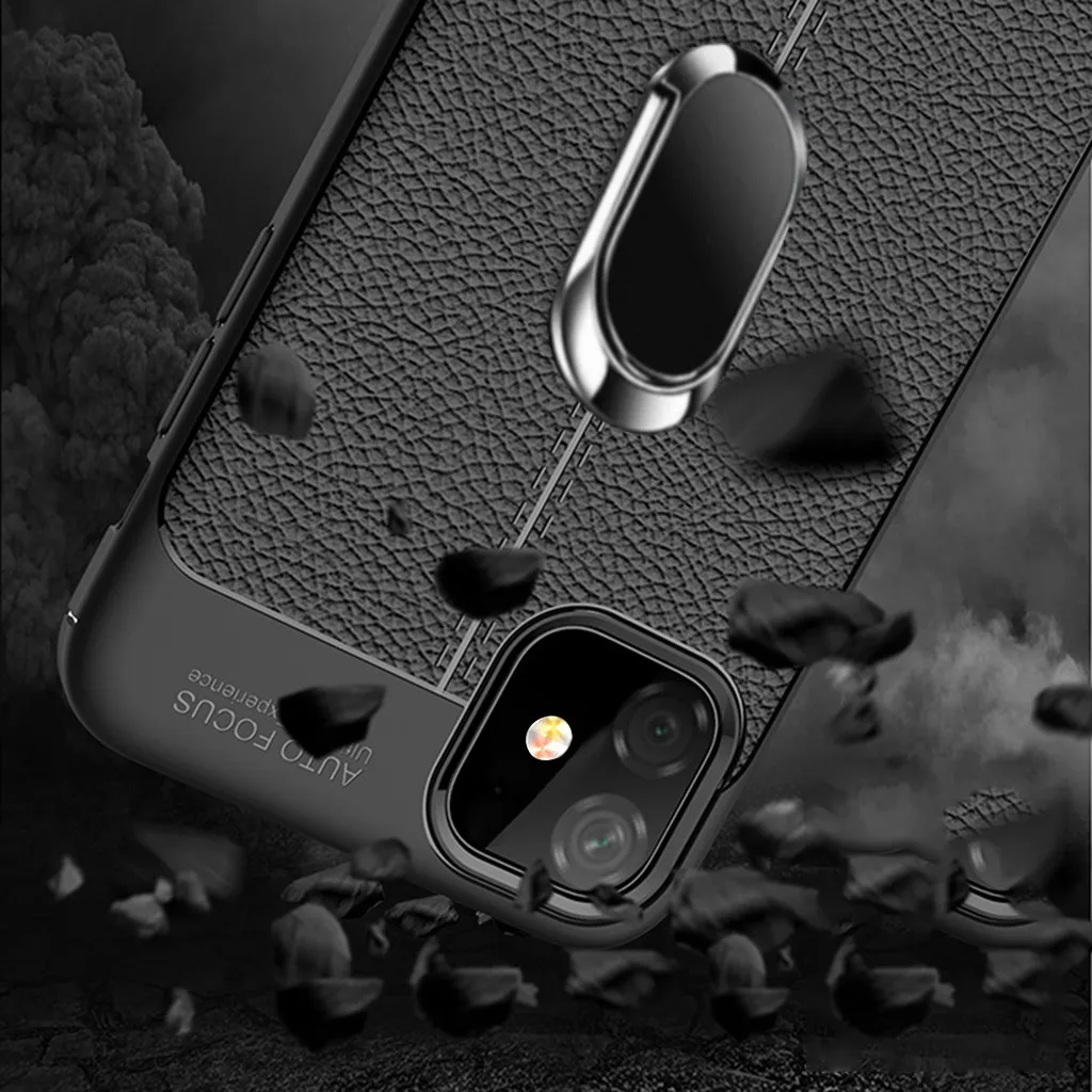 Ультра тонкий и нескользящий и против отпечатков пальцев дизайн для iPhone 11 6,1 дюймов кожа мягкий прочный тонкое кольцо подставка силиконовый чехол