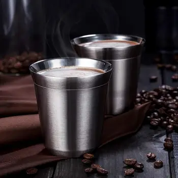 

80/170ML Stainless Steel Espresso Cups Double Wall Demitasse Cups Vacuum Insulated Coffee Mug For True Espresso Coffee Lover