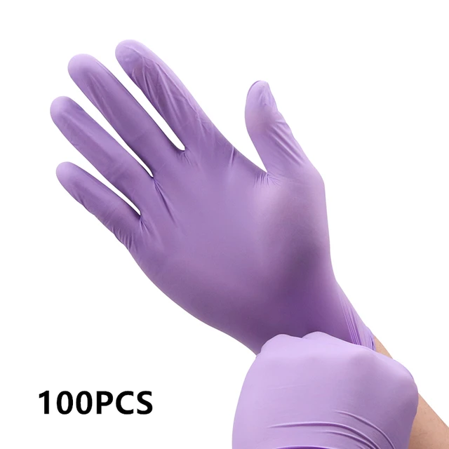 Nitrile Gloves Disposable Powder Free Safety Work Gloves White Purple Black Gloves Working For Kitchen Household Food Grade Purple-100PCS