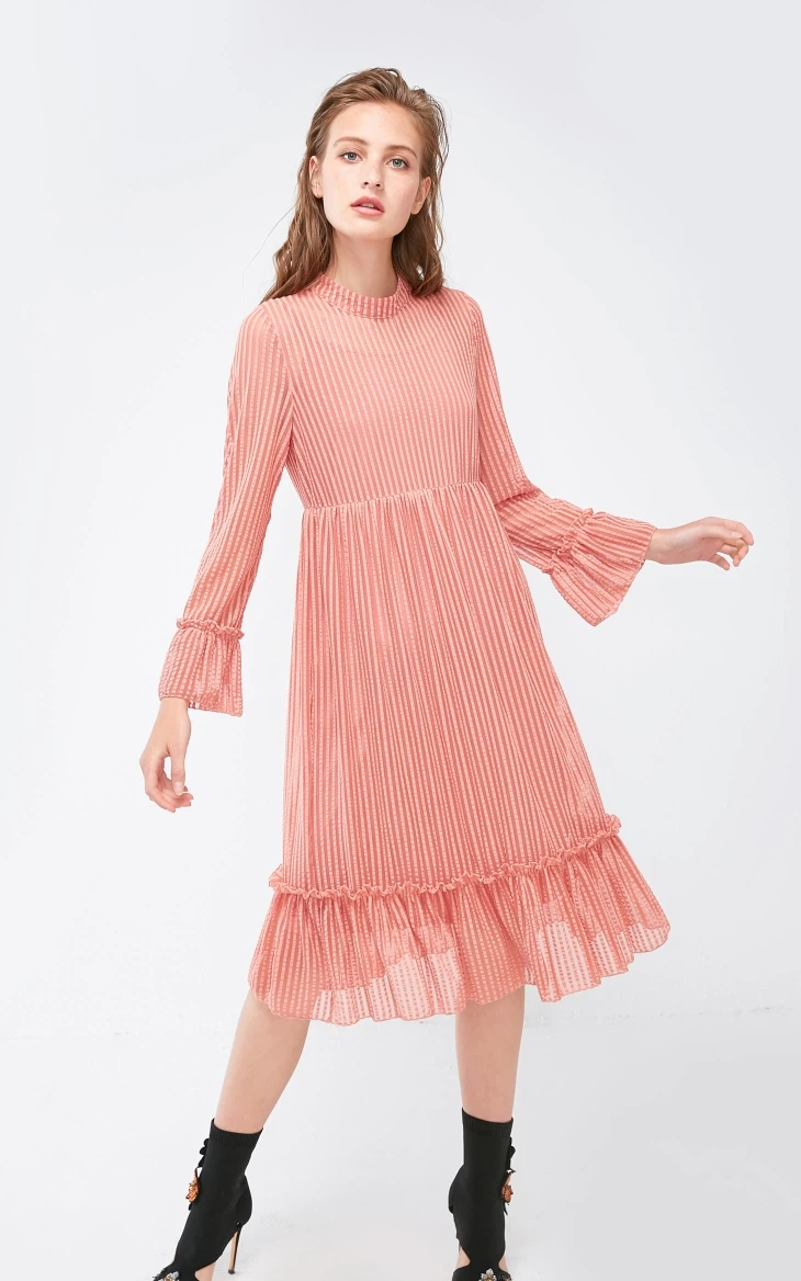 Vero Moda Новое поступление Gauzy Splice Cinched Талия круглый вырез платье | 31837D513