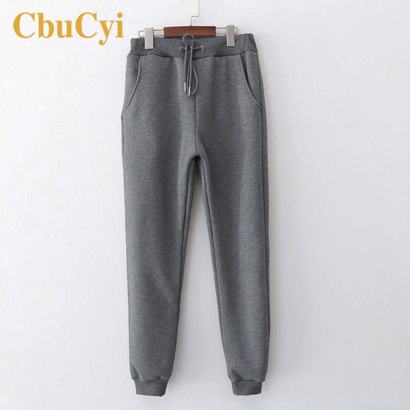 

Winter Women Warm Pants Drawstring Loose Thicken Fleece Capris Women Sweatpants Casual Trousers Outwear High Waist Harem Pants