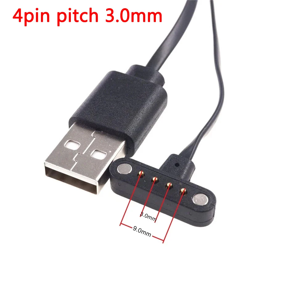 1 Piece 4 Pin Magnetic Charging Cable USB Charge Power Data transfer 3.0mm  Space Grid Pogo Pin 4 Pins T Shape DM98 Smart Watch