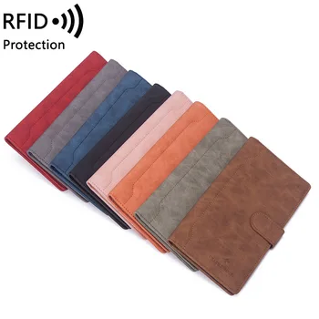 

New Arrival RFID Multifunction Hasp Long Passport Cover Business Documents Credit Card Travel Wallet Organizer Drop Shipping