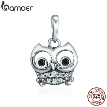 

BAMOER Hot Sale 925 Sterling Silver Lovely Animal Owl Pendant Charms fit Women Charm Bracelets & Necklaces DIY jewelry SCC341