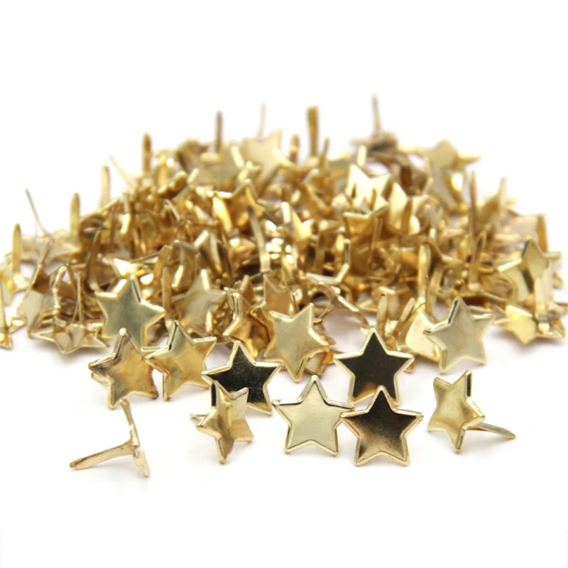 100 Pcs/Pack Multi-purpsoe Star-shaped Metal Pushpins Set Classic Gold Thumb Tacks Set for Office School Bulletin Boards push pins