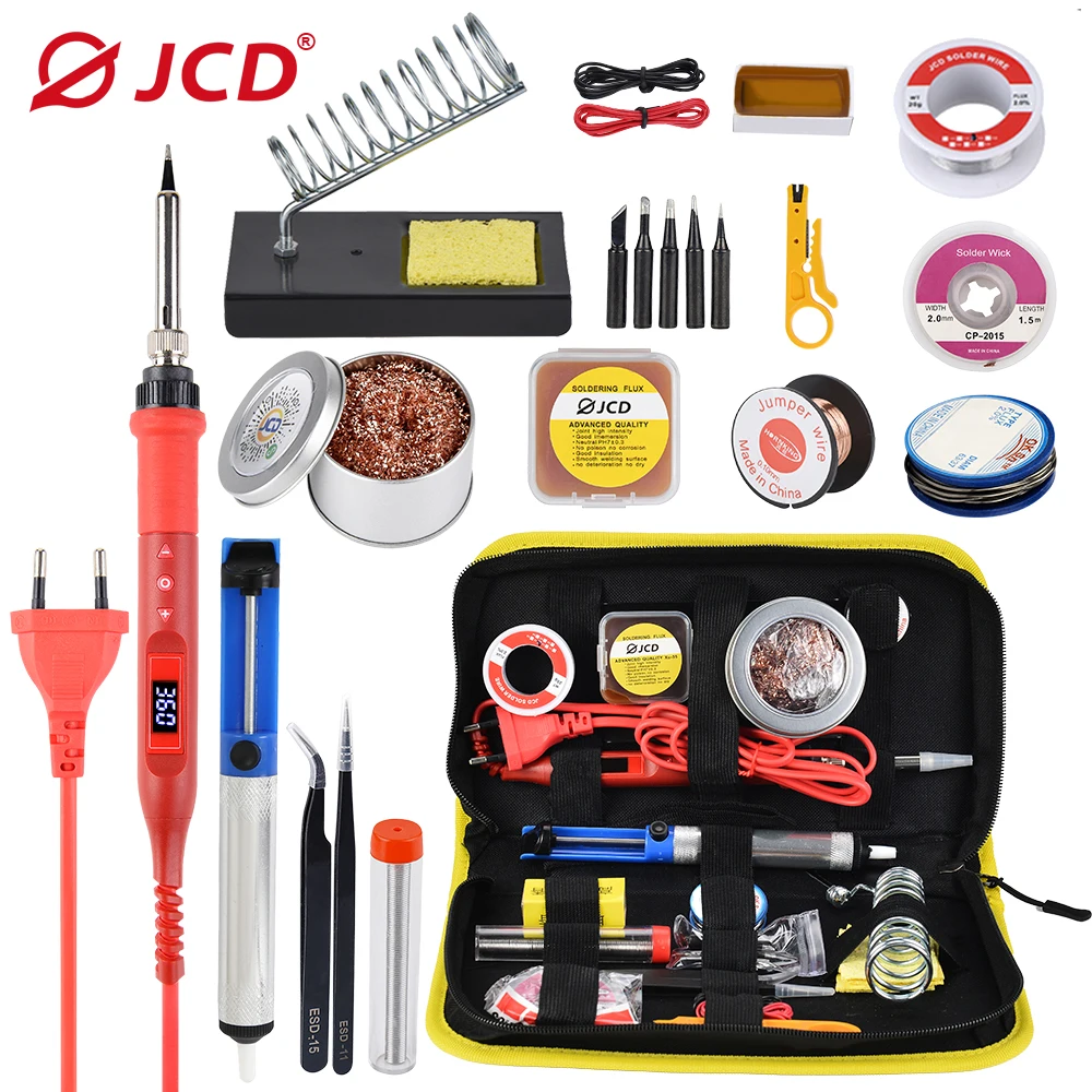 JCD Soldering Iron kit With Digital Multimeter 80W 220V/110V Multi-function Button Soldering Station Adjustable Temperature 908U soldering stations Welding Equipment