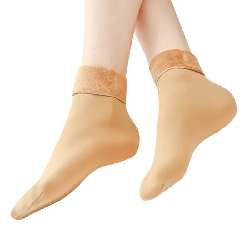 Носки без пятки осенние и зимние гусиный пух плюс толстые повседневные теплые носки зимние носки-Тапочки - Цвет: F