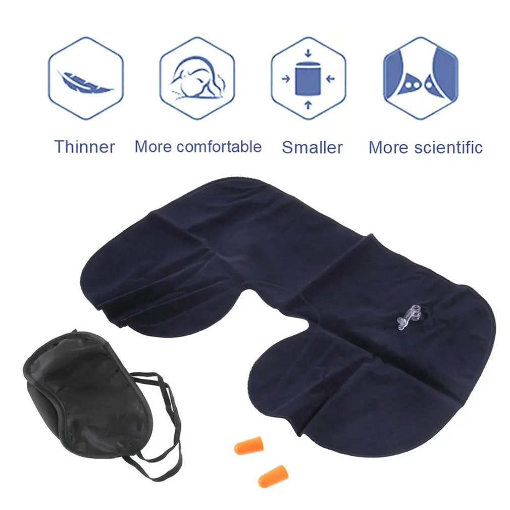 

1 Set Travel Neck Pillow U Shaped Pillow Office Flight Traveling Neck Rest Soft Cushion Pillow Health Careeye Mask+2Ear Plug Hot