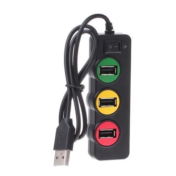 

Home Office USB Hub 4 Ports Universal Computer Accessory Heat Resistant High Speed With Switch Plug And Play Traffic Light