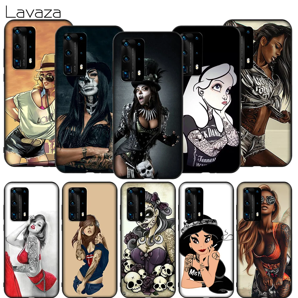 Чехол Lavaza с татуировкой для девочек Huawei P8 P9 P10 P20 P30 Y6 Y7 Y9 Lite Pro P Smart Nova 2i 3i Mini 2017 2018 |