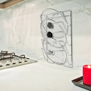 

Wall Mount Pot Cover Organizer Anti-fall Rack