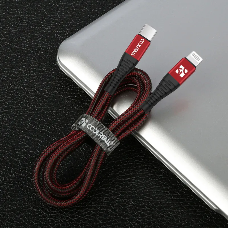 Coolreall PD USB C to Lightning Cable Fast Charging 36W MFi Certified C94 For iPhone X XS XR 8Plus MAX iPad Pro Macbook USB Cord - Цвет: Красный