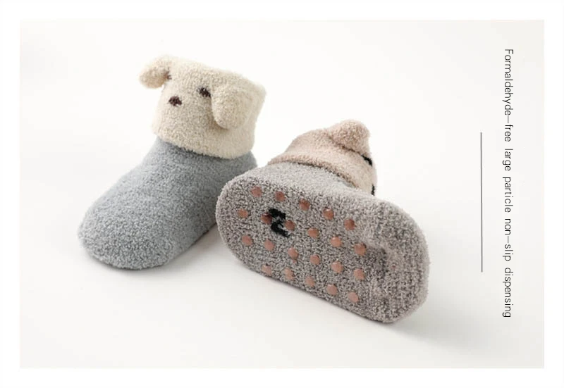 Носки для маленького мальчика/девочки, теплые носки унисекс для новорожденных, Осень-зима, милые, коралловые, флисовые, дышащие, впитывающие пот носки для малышей 0-2 лет