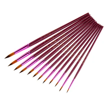 

12PCs Oil Brush Purpel Wood Penholder Nylon water color brush high quality Art set supplies for drawing
