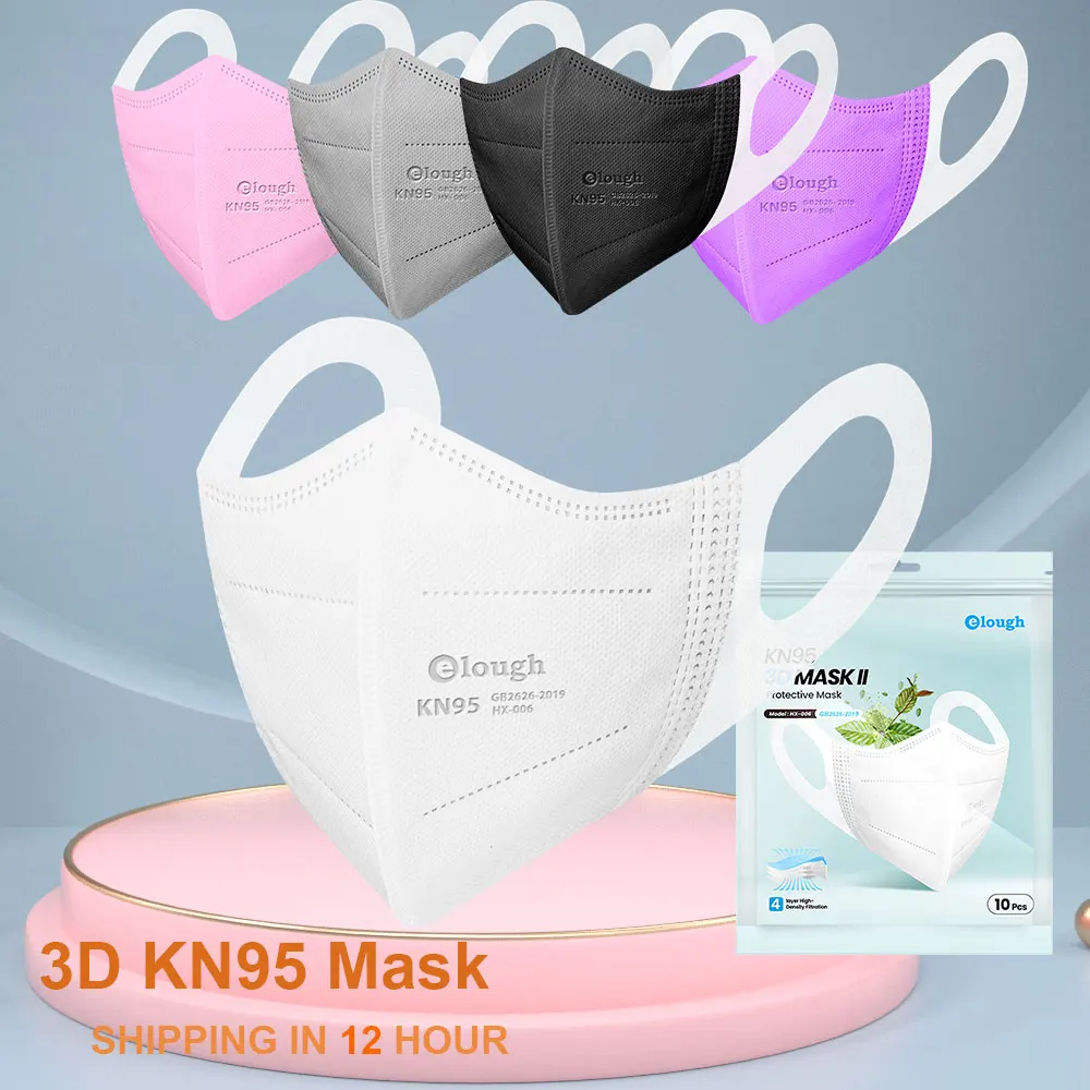 Elough Adult 3D Mask KN95 FFP2 Protective FPP2 Mascarilla España Negra Reusable Respirator ffp2mask 4ply Mascarillas FP2 | Безопасность
