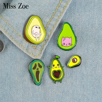 

Avocado Enamel Pins Custom Fresh Fruit Brooches Bag Clothes Lapel Pin Cartoon Ghost Cat Pear Badge Funny Meme Jewelry Gift Kids