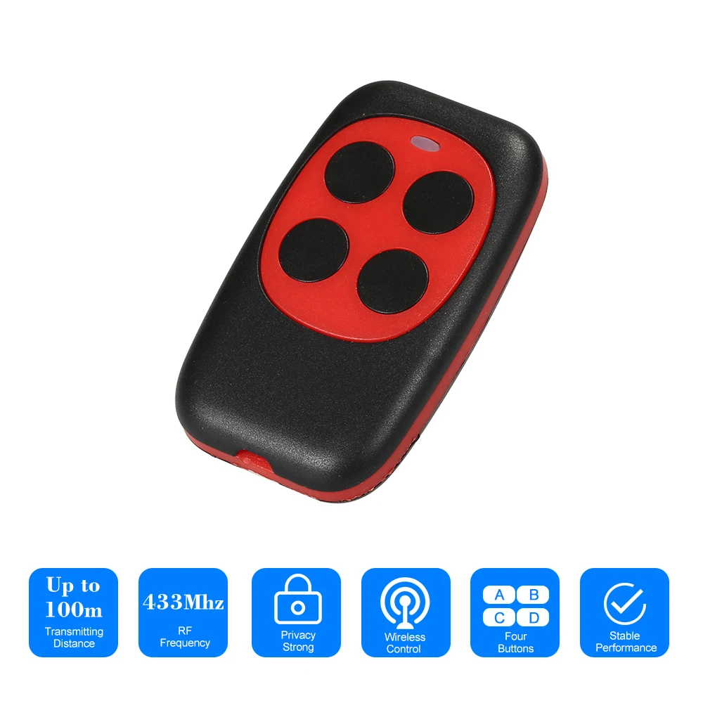 

433 MHz RF Code Remote Control Copy 4 Key Cloning Duplicator Universal Key Fob for Electric Garage Door Controller