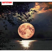 GATYZTORY 3D Алмазная живопись полная квадратная дрель DIY домашний Декор Ремесло Стразы мозаичная картина фото на заказ Луна над деревьями