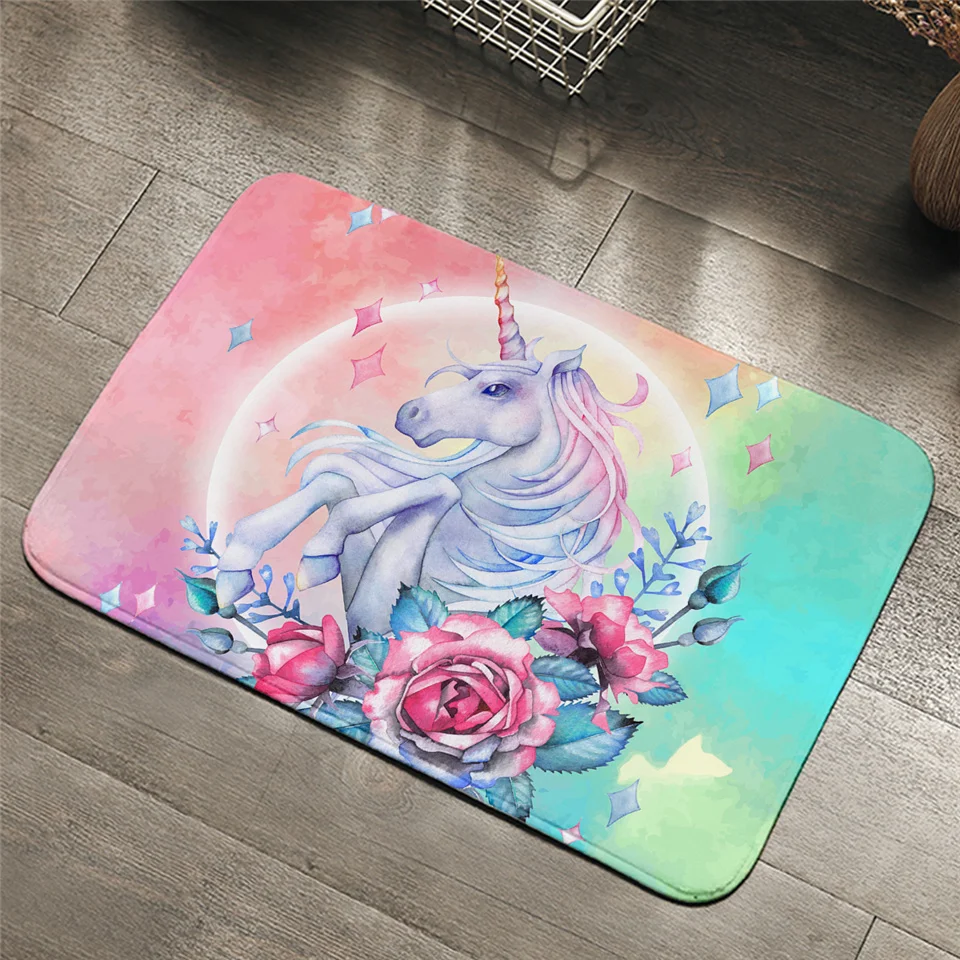 Unicorn 4 Постельные принадлежности Outlet Единорог входная дверь коврик нескользящий ванная комната ковер цветочный ковер мультфильм печать для детской комнаты напольный коврик 50 см x 80 см - Цвет: Unicorn 4