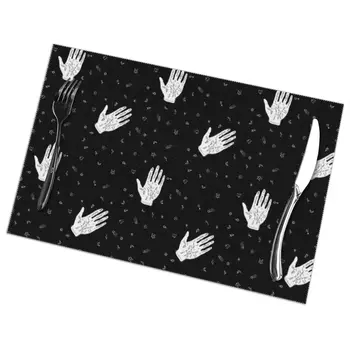 

6 Pcs Placemat Halloween Hand Pattern Fabric Table Mats Tableware Kitchen Tool Table Mats